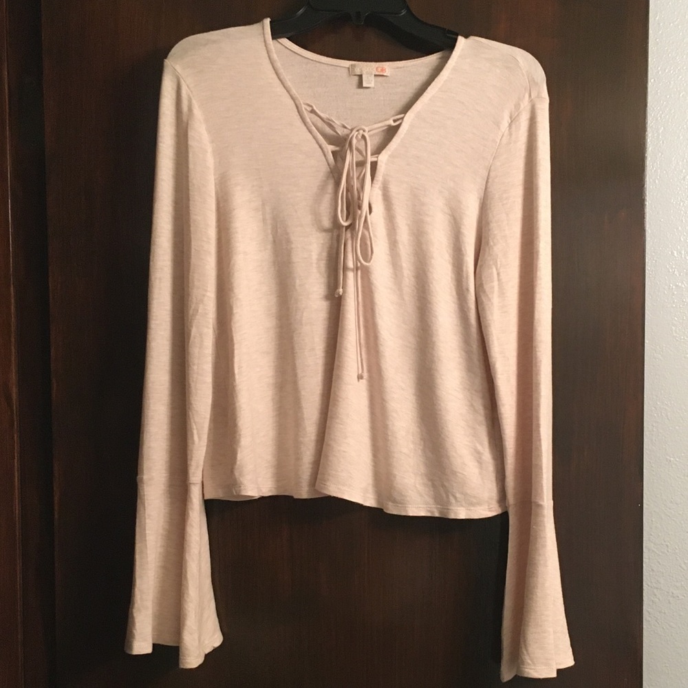 Gianni Bini Bell Sleeve Lace Up Top